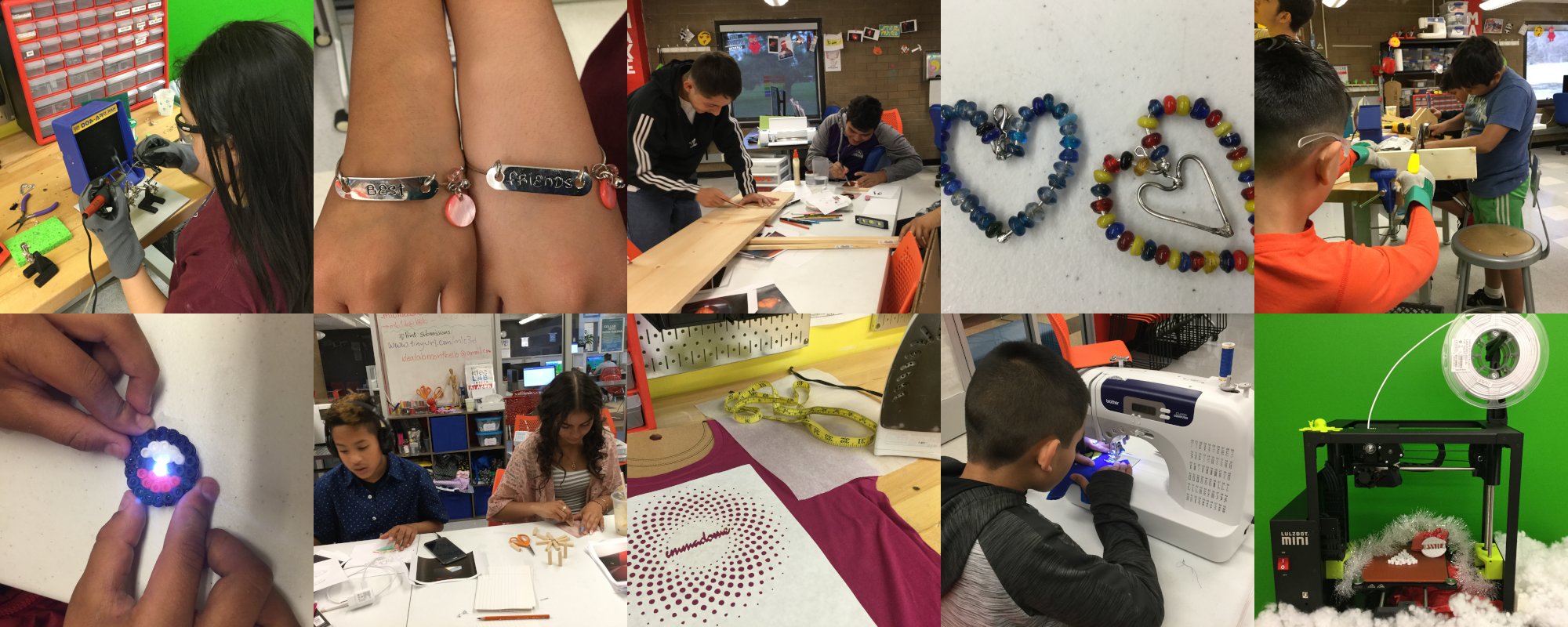 Examples of people working and making in the Montbello ideaLAB.