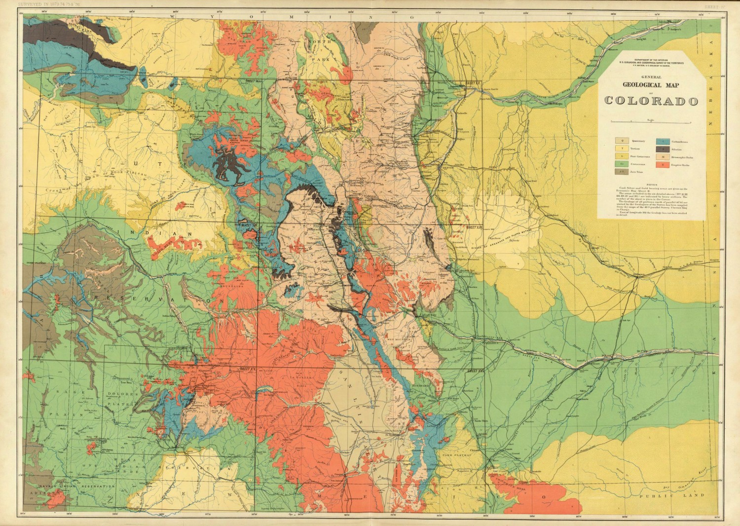 Hayden's General geological map of Colorado