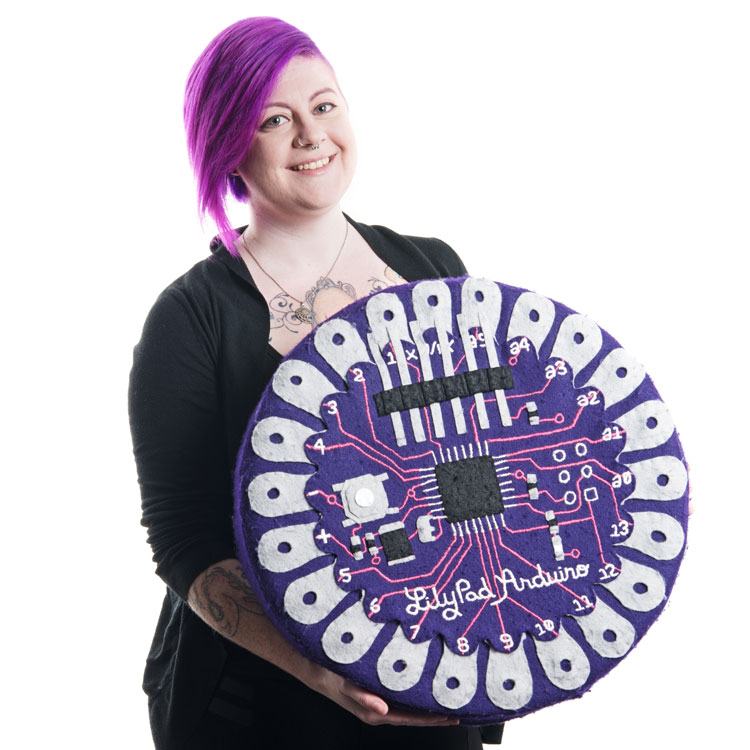 Angela with electronic board