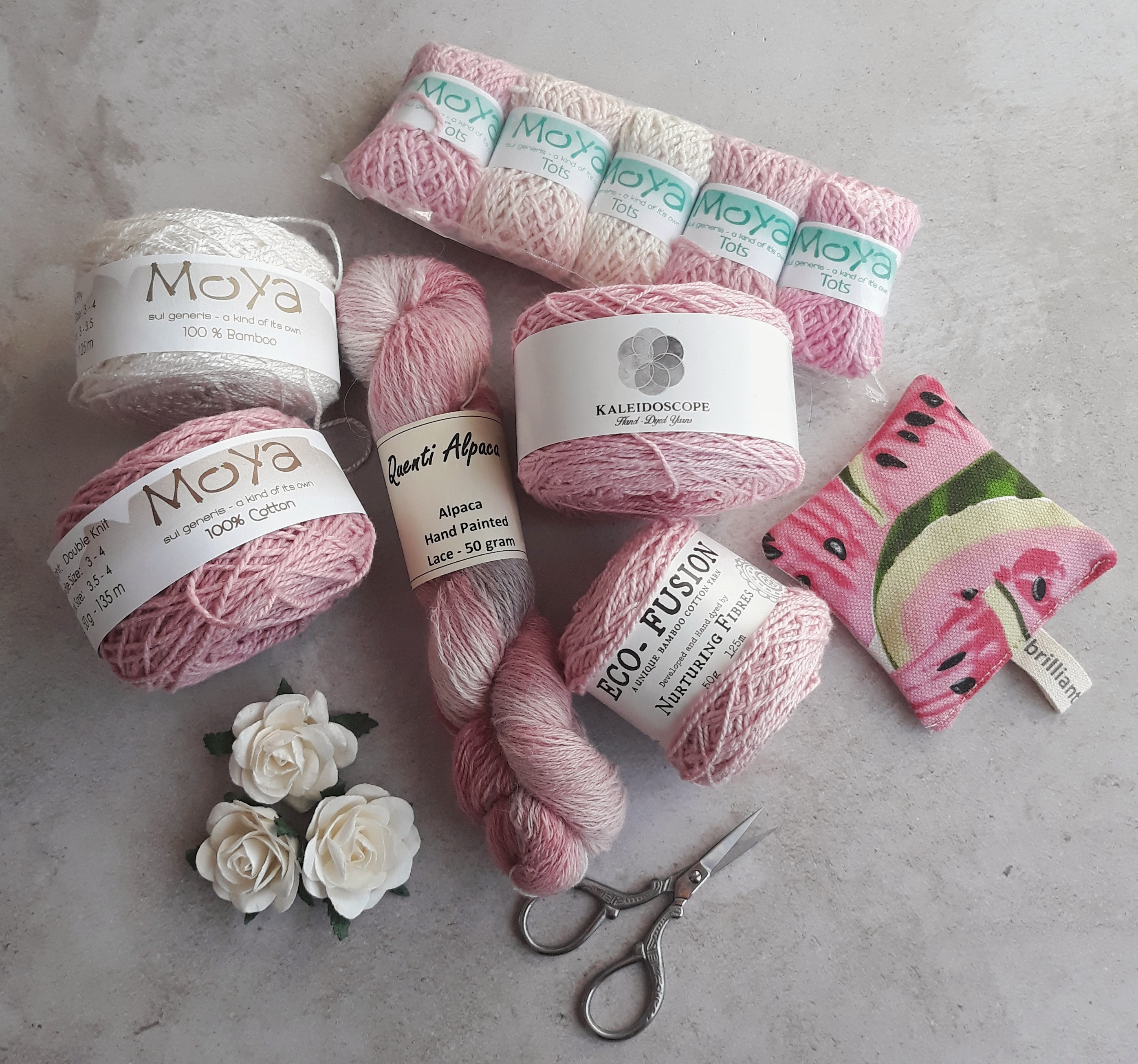 pink needlework supplies