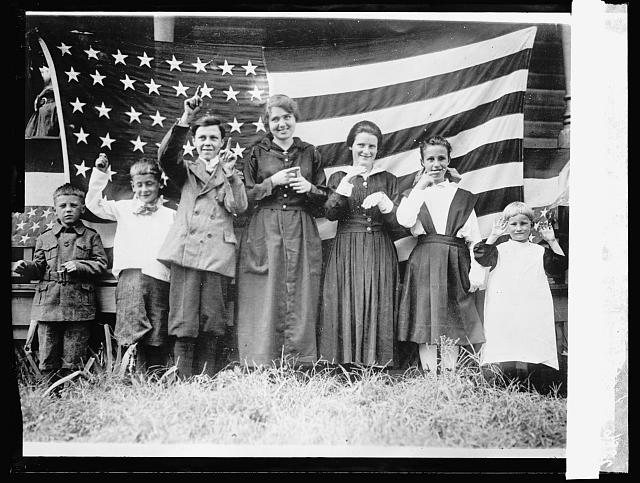 Deaf children of St. Rita's School, Cincinnati Ohio singing the Star Spangled Banner in sign language.
