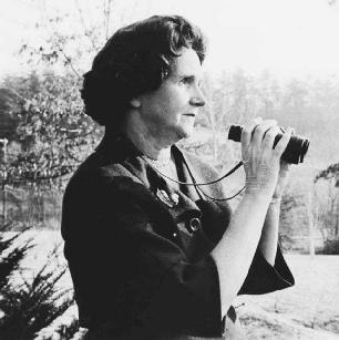 Rachel Carson with binoculars