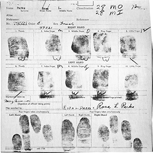 Fingerprint Card of Rosa Parks