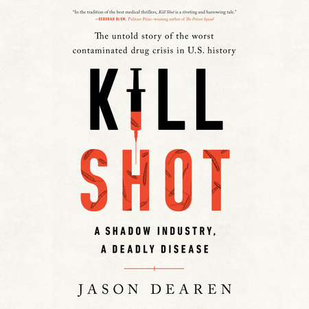 The cover of the book Kill Shot, with the title in black and red and the I in "Kill" represented by a vertical syringe