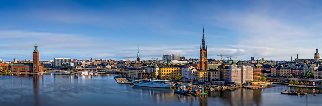Photograph of a Swedish city. 