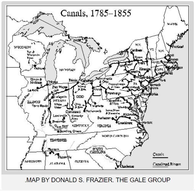 Map of canals, 1785-1855