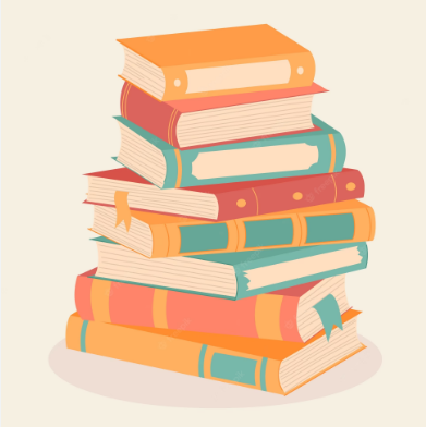 illustration of colorful stack of books