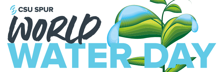 World Water Day logo in blue and black with an image of a sprouting plant being watered from above 