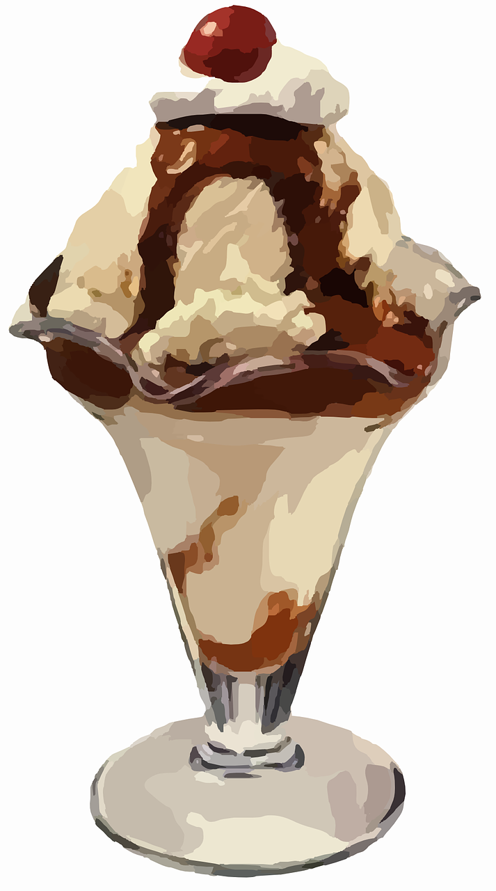 A drawing of an ice cream sunday