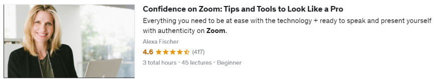 Confidence on Zoom: Udemy course offering