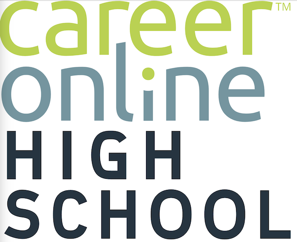 Colorful text with words career online high school