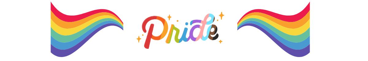 Graphic of the word Pride in rainbow colors