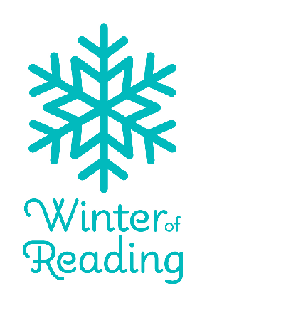 Image of a stylized snowflake with the words "Winter of Reading"