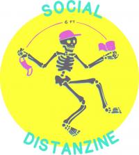 Social Distanzine Logo with dancing character