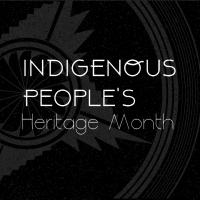 black background with light grey decorative pattern and text that reads: Indigenous People's Heritage Month