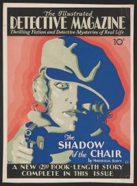 Cover for "The illustrated detective magazine" for April 1930, showing woman holding gun