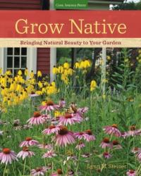 Book cover with photo of coneflower growing outside a cottage