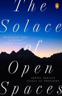 The Solace of Open Spaces book cover featuring a mountain range at dusk