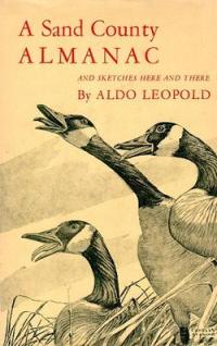 A Sand County Almanac book cover featuring three honking Canadian geese