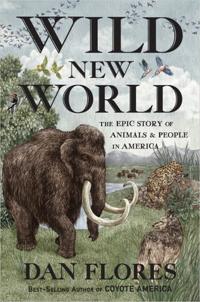 cover of wild new world depicting a mastodon, wolf, leopard and buffalo