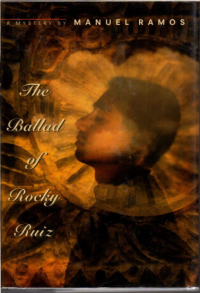 cover: ballad of rocky ruiz, profile of hispanic man against gold background