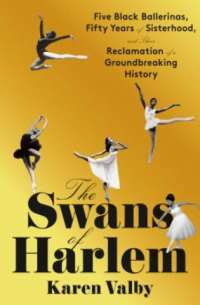 five black ballerinas on a gold background