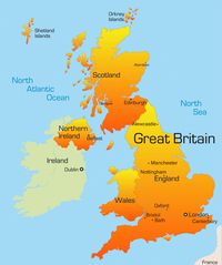 Map of the UK: England, Wales, Scotland, Northern Ireland.