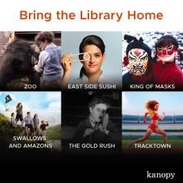 Kanopy tiles promoting selected films