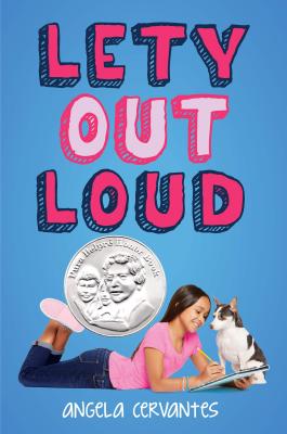 Lety Out Loud book cover with a young Latinx girl writing in a notebook while a dog looks on.