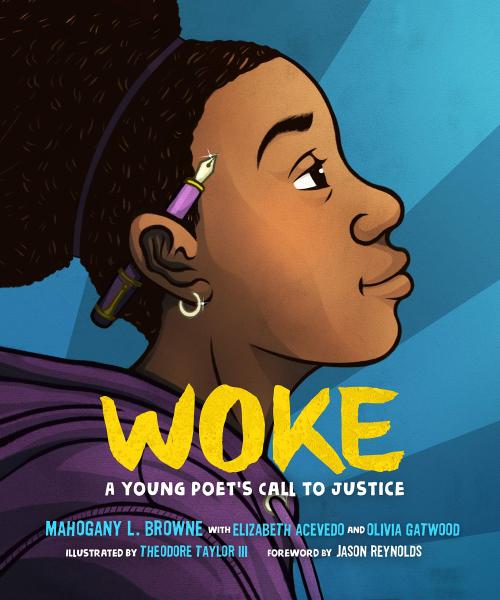Woke book cover with a young Black girl looking up, pencil behind her ear, hopeful look on her face
