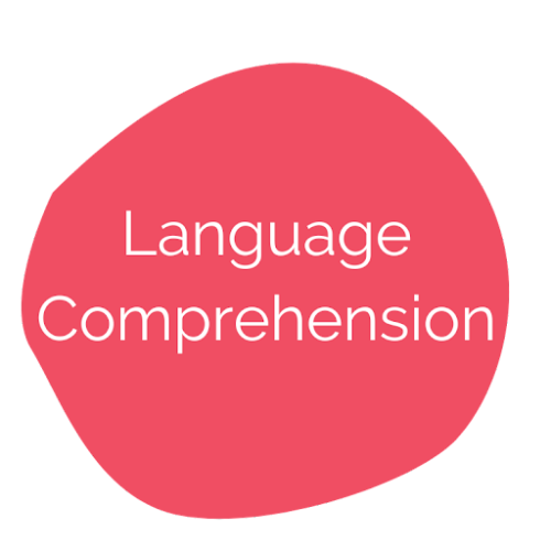 Image of a red circle with the words language comprehension