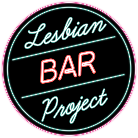 A black circle that says "Lesbian BAR project" on the inside. 