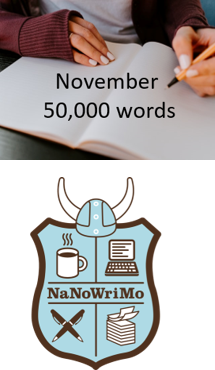 NaNoWriMo logo and 50,000 words