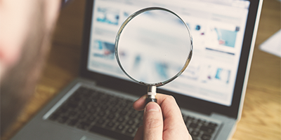 Searching On Internet with magnifying glass