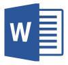 Blue Microsoft Word logo. White W on a blue booklet slightly opening. 