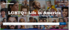 LGBTQ+ Life in America with a mosaic of diverse human faces