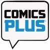 The word Comics then Plus underneath it surrounded by a word bubble.