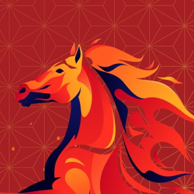 illustration of horse on red background