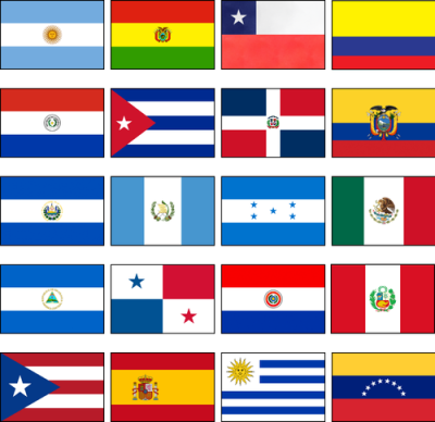 collage of Spanish-speaking country's flags
